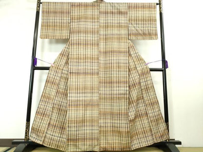 平和屋本店■極上　真綿紬　格子　鈴乃屋扱い　逸品　未使用　DZAA4690kh5