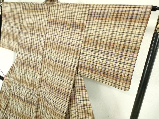 平和屋本店■極上　真綿紬　格子　鈴乃屋扱い　逸品　未使用　DZAA4690kh5