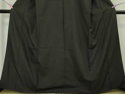 平和屋本店●極上 黒紬 市松綾織 黒紅色地 一蔵謹製 逸品 DZAA4692kh5