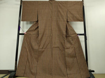 平和屋本店■極上　紬　縞　逸品　未使用　DZAA4695kh5