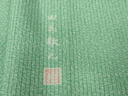 平和屋本店＊極上 夏物 男性 銀座もとじ 田島敏之 江戸小紋 縦絽 五泉 東京染 プラチナボーイ 青竹色地 証紙付き 逸品 未使用 DZAA4698kh5