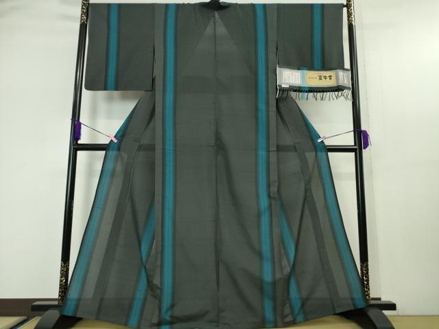 平和屋本店■極上　夏物　石川県指定無形文化財　夏牛首紬　白山工房　手織り　間道　証紙付き　逸品　DZAA4705kh5
