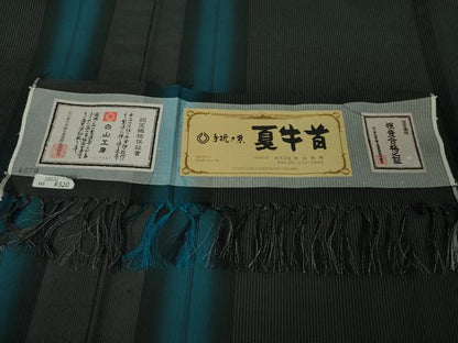 平和屋本店■極上　夏物　石川県指定無形文化財　夏牛首紬　白山工房　手織り　間道　証紙付き　逸品　DZAA4705kh5