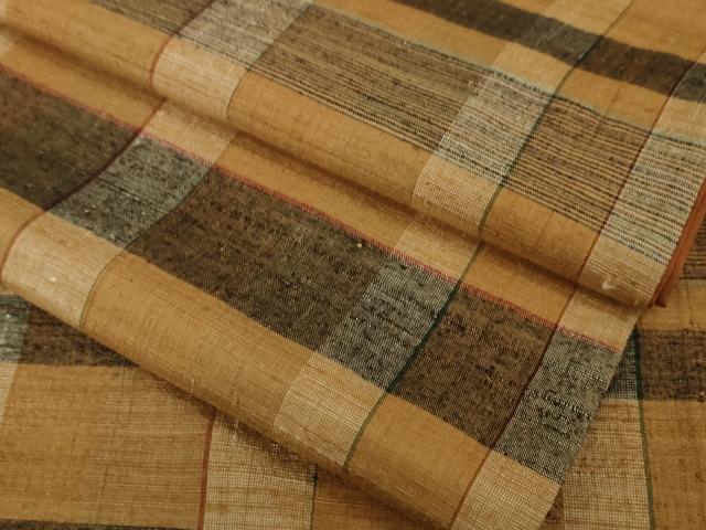平和屋本店●極上 郡上紬 草木染 格子 逸品 DZAA4710kh5