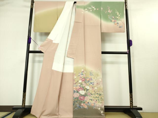 平和屋本店●極上 十日町 加賀草木友禅の第一人者 田村哲彦 訪問着 花鳥文 暈し染め 逸品 DZAA4717kh5