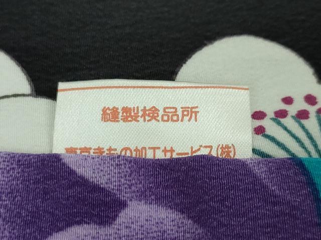 平和屋本店■長襦袢　袷　椿　梅　黒地　洗える着物　逸品　未使用　DZAA4724kh5