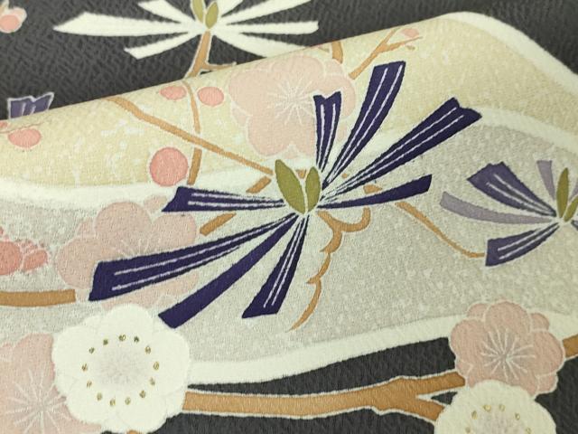 平和屋本店○極上 京友禅作家 山科春宣 訪問着 松竹梅 褐色地