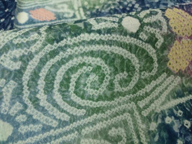 平和屋本店■極上　夏物　浴衣　有松鳴海絞り　流水花文　暈し染め　綿　逸品　DZAA4732kh5