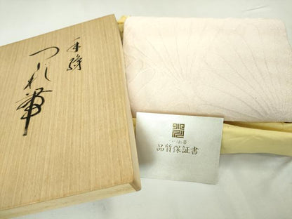 平和屋本店■極上　西陣 安田つづれ工房謹製 爪掻き本綴れ 八寸名古屋帯 霞文 金銀糸 冊子・風呂敷き・共箱・保証書付き 逸品 DZAA4734kh5