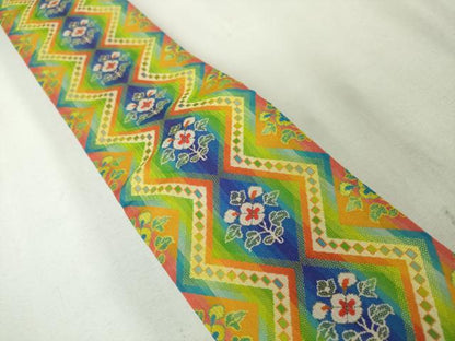 平和屋本店●極上 男性 龍村美術織物 角帯 天平綺文錦 共箱・証紙付き 逸品 未使用 DZAA4738kh5