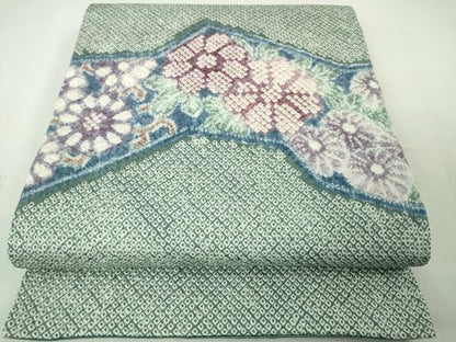平和屋本店■極上　名門　藤娘きぬたや・総絞り　九寸開き名古屋帯　草花文　逸品　DZAA4744kh5