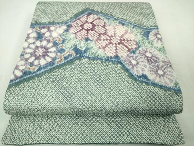 平和屋本店■極上　名門　藤娘きぬたや・総絞り　九寸開き名古屋帯　草花文　逸品　DZAA4744kh5