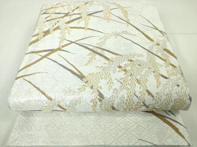 平和屋本店■極上　本加賀友禅作家 木村雨山画 染色工芸作家 吉田芳彩 六通柄袋帯 朝霧香稲穂 金銀糸 共箱付き 逸品　未使用　DZAA4749kh5