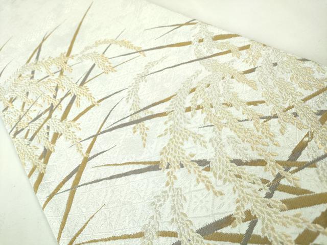平和屋本店■極上　本加賀友禅作家 木村雨山画 染色工芸作家 吉田芳彩 六通柄袋帯 朝霧香稲穂 金銀糸 共箱付き 逸品　未使用　DZAA4749kh5