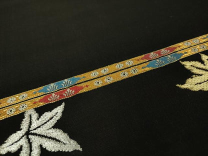 平和屋本店●最高級　龍村平蔵製　六通柄　本袋帯　威毛錦　黒地　金銀糸　逸品　DZAA4769kh5