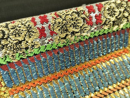 平和屋本店●最高級　龍村平蔵製　六通柄　本袋帯　威毛錦　黒地　金銀糸　逸品　DZAA4769kh5