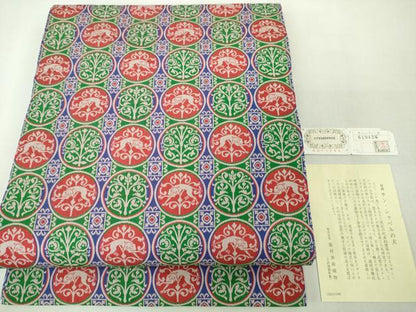 平和屋本店●極上 龍村美術織物 九寸開き名古屋帯 経錦 サンシャペルの犬 証紙付き 逸品 DZAA4785kh5