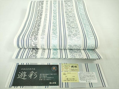 平和屋本店■極上 夏物　博多織人 黒木織物 本場筑前博多帯 八寸名古屋帯 羅献上 遊彩 博多金ラベル証紙付き 逸品 未使用　DZAA4791kh5