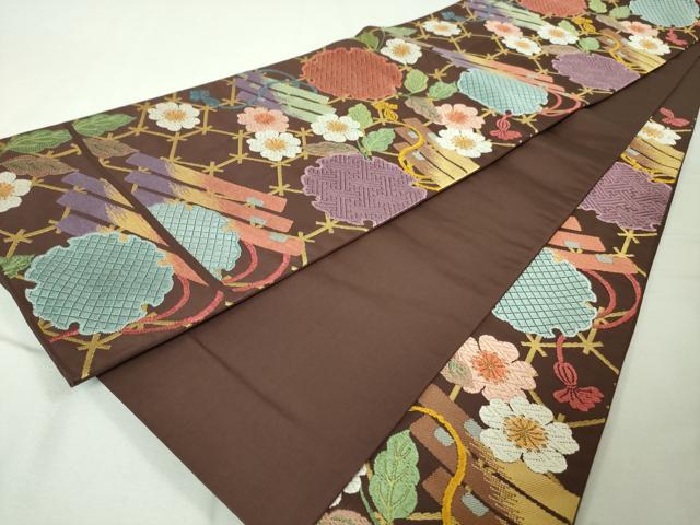 平和屋本店●極上 人形作家・ホリヒロシ 六通柄袋帯 唐織 雪輪 草花 逸品 DZAA4814kh5