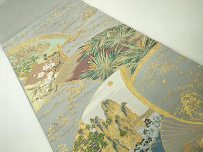 平和屋本店■極上　西陣　川島織物　六通柄　本袋帯　本極錦　扇面吉祥花文　乱菊　本金　証紙付き　逸品　DZAA4815kh5