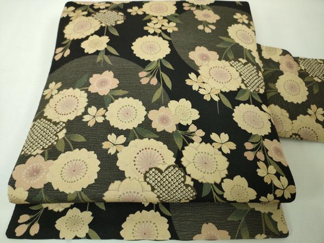 平和屋本店■極上　九寸名古屋帯　枝垂れ桜　紫黒色地　鬼しぼ縮緬　逸品　DZAA4818kh5