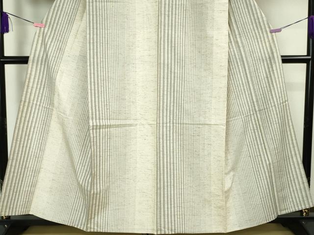 平和屋本店▽極上 ぜんまい紬 単衣 縞 逸品 未使用 DZAA4851kh5