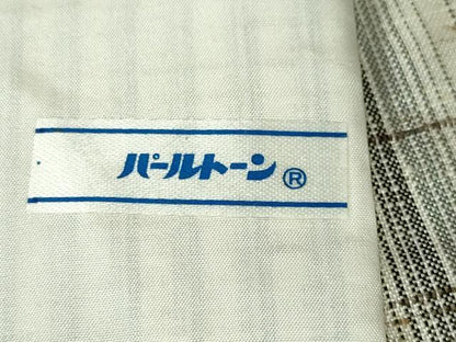 平和屋本店▽極上 ぜんまい紬 単衣 縞 逸品 未使用 DZAA4851kh5