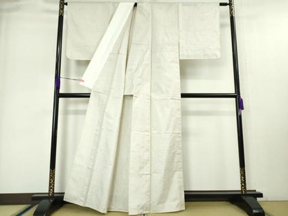 平和屋本店■極上　本場大島紬　白大島　単衣　一元絣　逸品　未使用　DZAA4857kh5