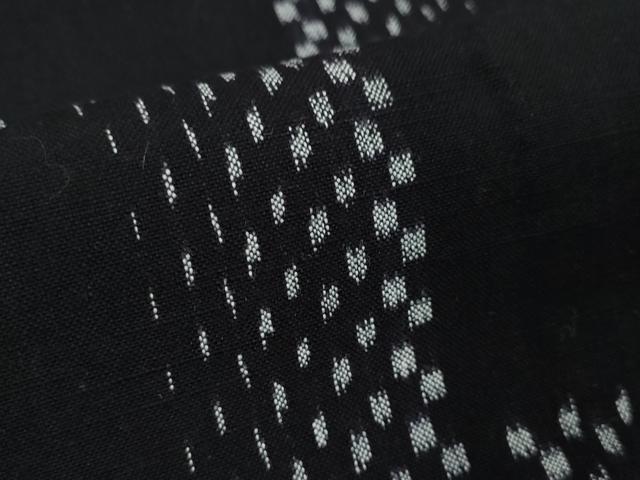 平和屋本店▽極上 綿紬 単衣 斜線文 綿 黒地 逸品 DZAA4859kh5