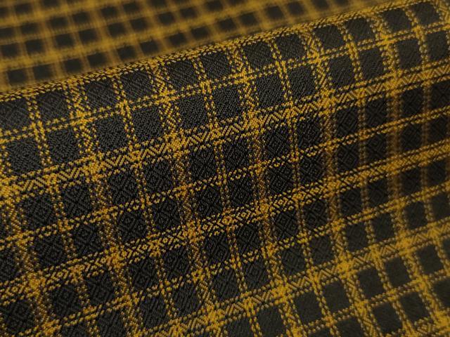 平和屋本店■極上　本場黄八丈　黒八丈　まるまなこ　紬　格子　黒地　逸品　DZAA4886kh5