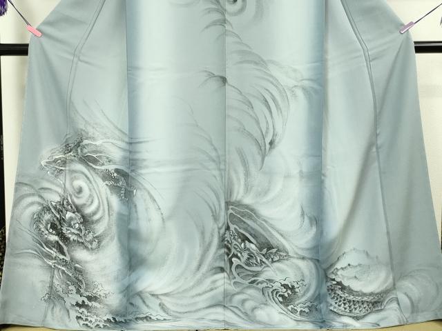 平和屋本店●極上 訪問着 手描き 龍 暈し染め 銀彩 ロング丈 逸品 未使用 DZAA4888kh5