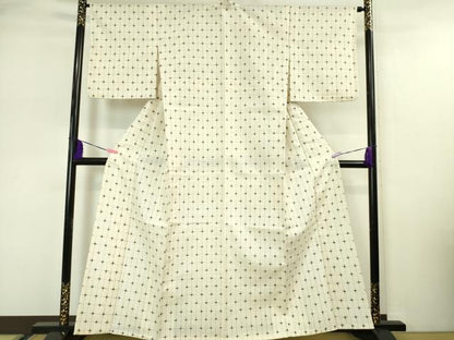 平和屋本店▽極上 久米島紬 単衣 十字絣 逸品 DZAA4906kh5