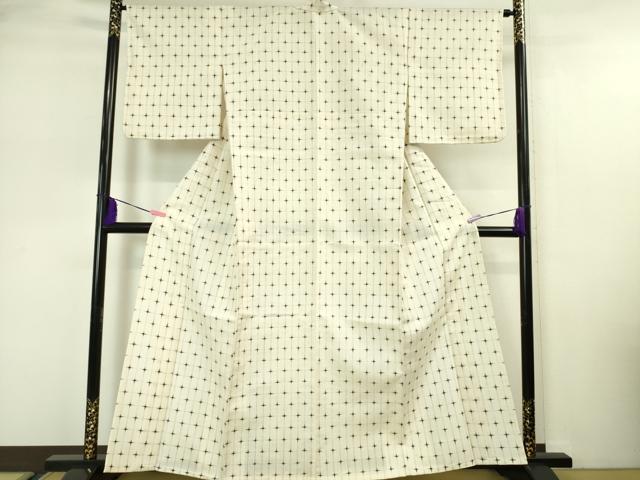 平和屋本店▽極上 久米島紬 単衣 十字絣 逸品 DZAA4906kh5