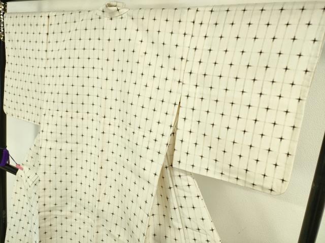 平和屋本店▽極上 久米島紬 単衣 十字絣 逸品 DZAA4906kh5