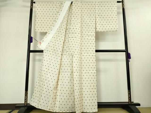 平和屋本店▽極上 久米島紬 単衣 十字絣 逸品 DZAA4906kh5