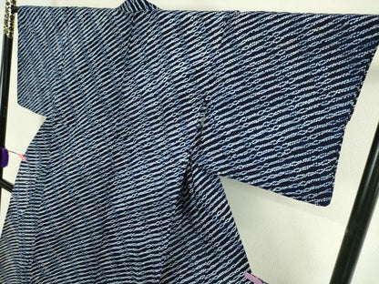 平和屋本店■極上　夏物　浴衣　有松鳴海絞り　斜線文　綿　逸品　DZAA4908kh5