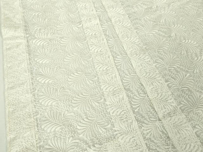 平和屋本店▽極上 長羽織 スリーシーズン 春夏秋 塵除け 刺繍 舞葉文 生成色地 逸品 未使用 DZAA4919kh5
