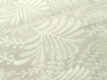 平和屋本店▽極上 長羽織 スリーシーズン 春夏秋 塵除け 刺繍 舞葉文 生成色地 逸品 未使用 DZAA4919kh5