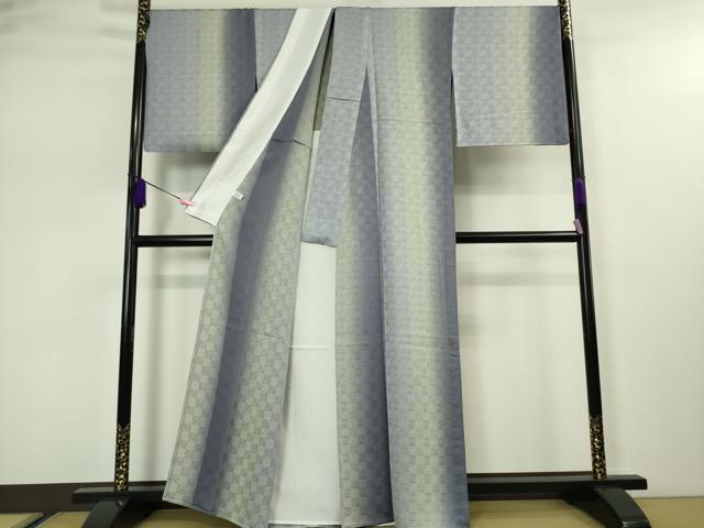 平和屋本店▽極上 お召 単衣 麻の葉間道 逸品 DZAA4920kh5