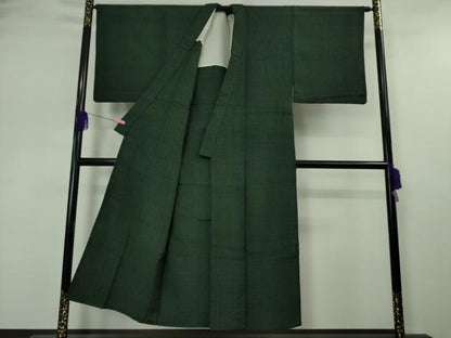 平和屋本店●希少 男性 ざざんざ織 単衣 アンサンブル 長襦袢(袷)3点セット 百入り茶色地 逸品 DZAA4938kh5