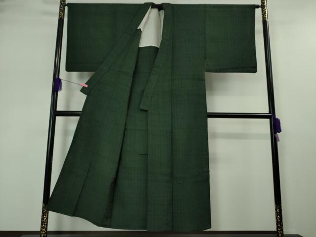 平和屋本店●希少 男性 ざざんざ織 単衣 アンサンブル 長襦袢(袷)3点セット 百入り茶色地 逸品 DZAA4938kh5