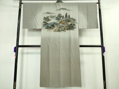 平和屋本店●希少 男性 ざざんざ織 単衣 アンサンブル 長襦袢(袷)3点セット 百入り茶色地 逸品 DZAA4938kh5