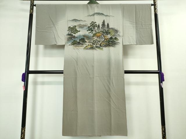 平和屋本店●希少 男性 ざざんざ織 単衣 アンサンブル 長襦袢(袷)3点セット 百入り茶色地 逸品 DZAA4938kh5