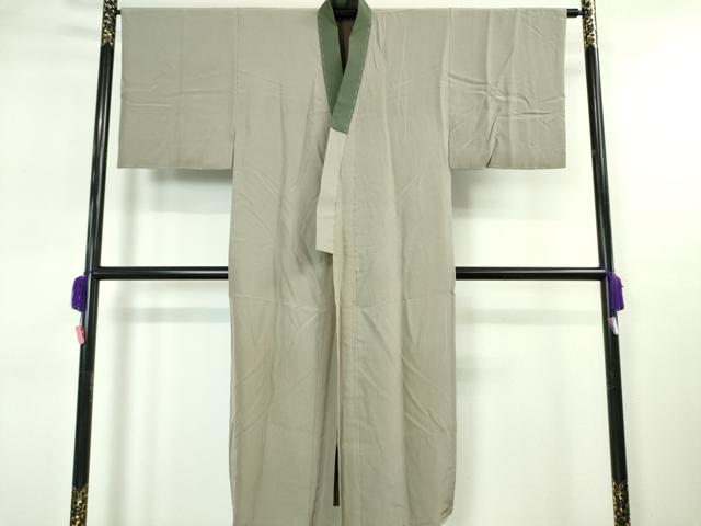 平和屋本店●希少 男性 ざざんざ織 単衣 アンサンブル 長襦袢(袷)3点セット 百入り茶色地 逸品 DZAA4938kh5