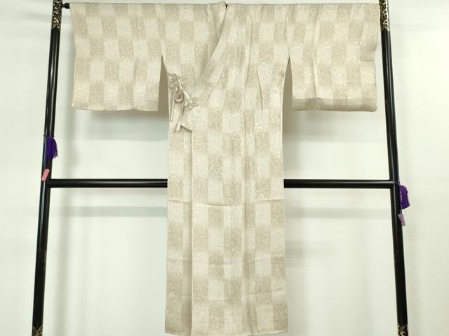 平和屋本店▽極上 道中着 スリーシーズン 春夏秋 塵除け ロング丈 花唐草紋紗 市松 逸品 DZAA4939kh5