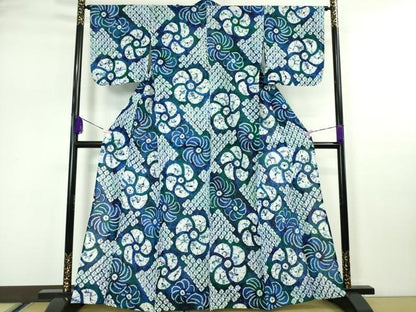 平和屋本店■極上　夏物　浴衣　有松鳴海絞り　捻り花　綿　逸品　DZAA4940kh5