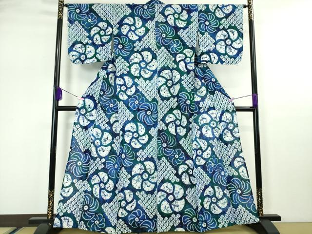 平和屋本店■極上　夏物　浴衣　有松鳴海絞り　捻り花　綿　逸品　DZAA4940kh5