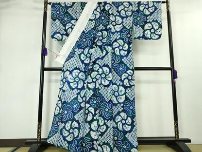 平和屋本店■極上　夏物　浴衣　有松鳴海絞り　捻り花　綿　逸品　DZAA4940kh5
