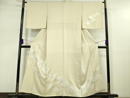 平和屋本店■極上　訪問着　総刺繍　松竹梅　薄卵色地　金糸　逸品　DZAA4945kh5