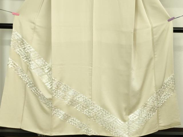 平和屋本店■極上　訪問着　総刺繍　松竹梅　薄卵色地　金糸　逸品　DZAA4945kh5